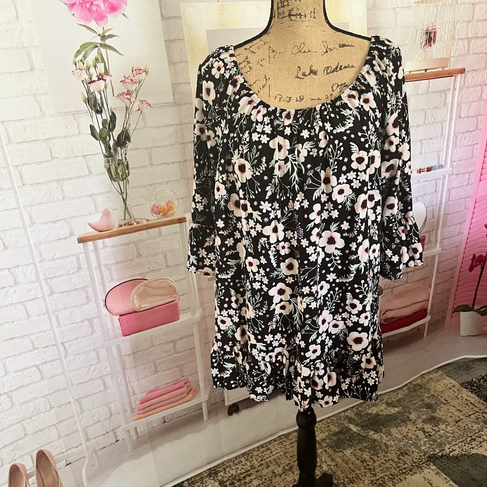 Black Top With Flowers